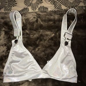 Rave Wonderland White Glitter Buckle Top